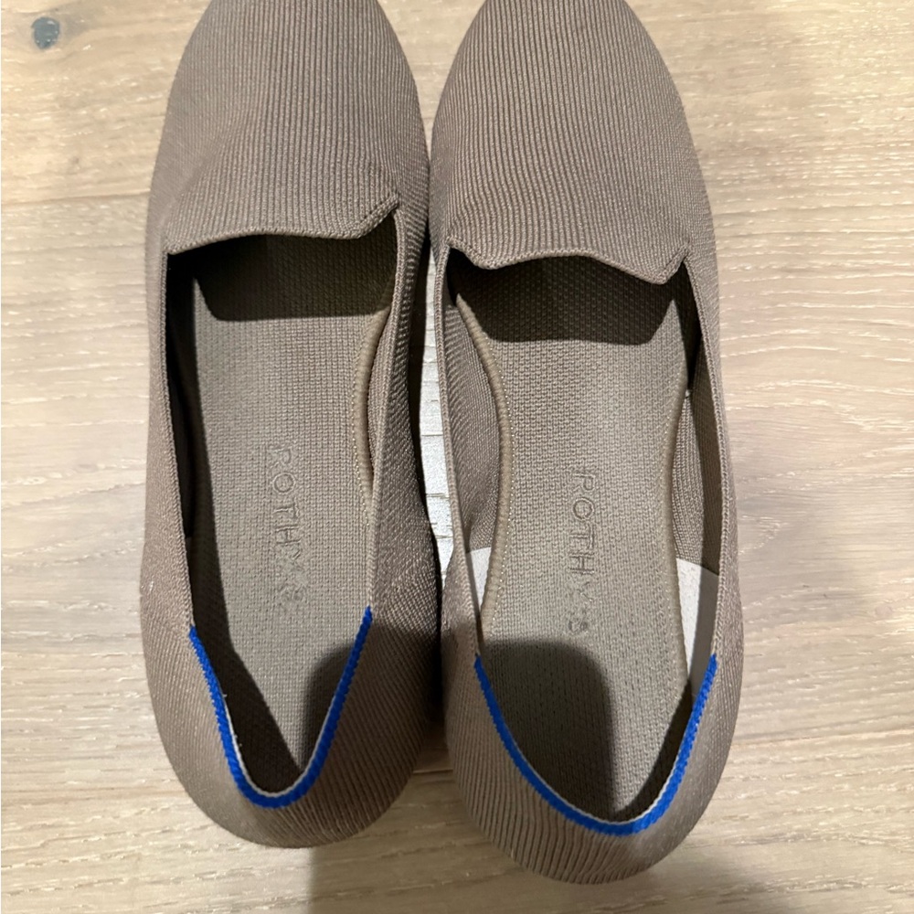 Rothy's Taupe and Blue Accent Loafers